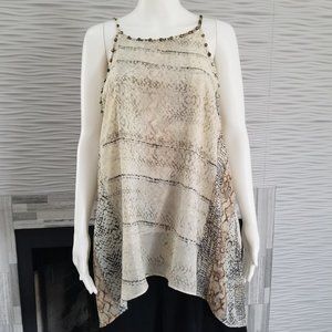 Jolibel Top Sleeveless Layered Blouse Studded Asymmetrical Spaghetti Strap 8